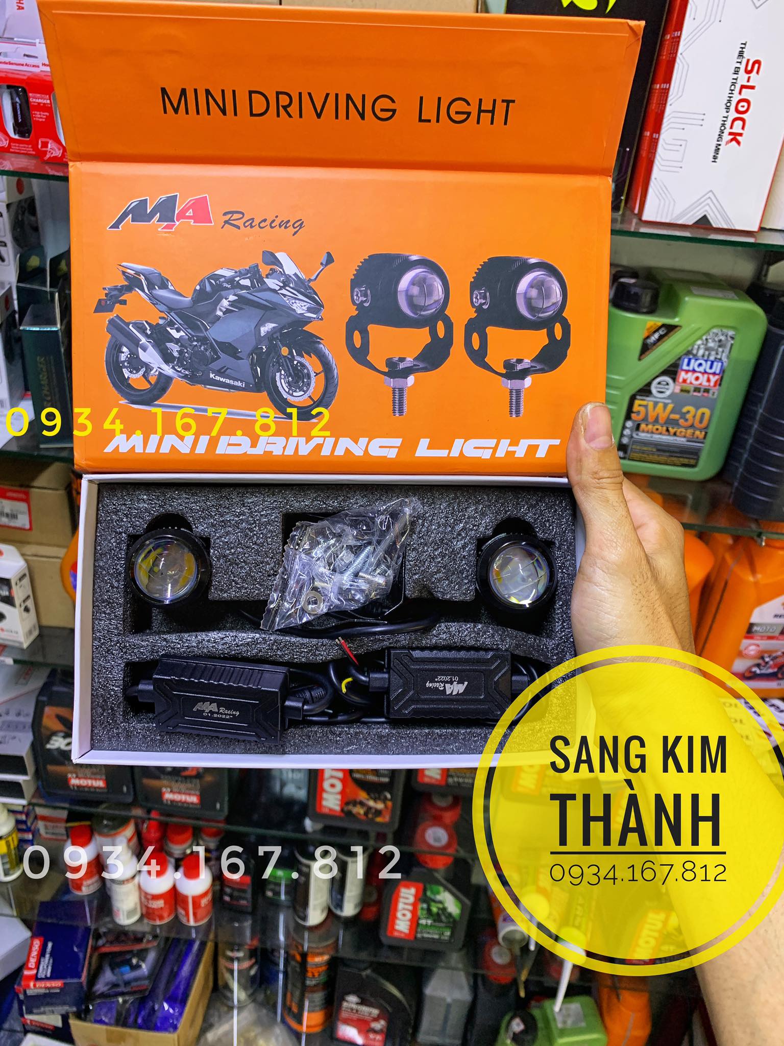 Đèn Bi Cầu Mini Ma Racing Chính Hãng Cos Vàng Pha Trắng